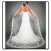 Gorgeous Wedding Lace Veil Floral Long Cathedral Veils For Brides Soft Tulle Bridal Veils With Comb_maomaolike.com