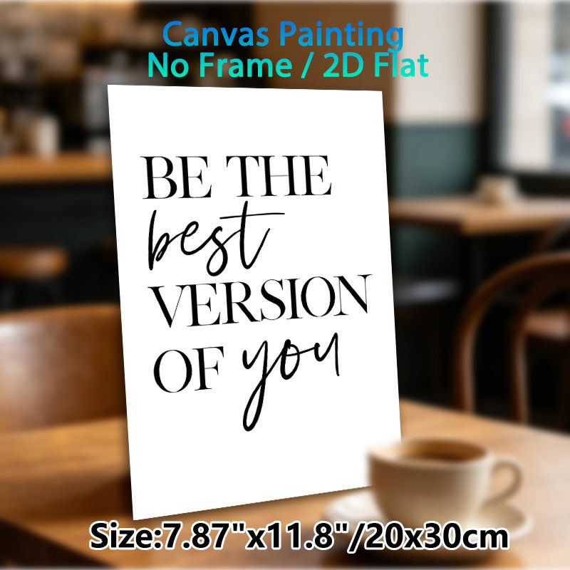 "Be The Best Version Of You" Inspirational Quote Painting Poster, Minimalist Black & White Mixed Typography Poster, Motivational Message To Foster_maomaolike.com
