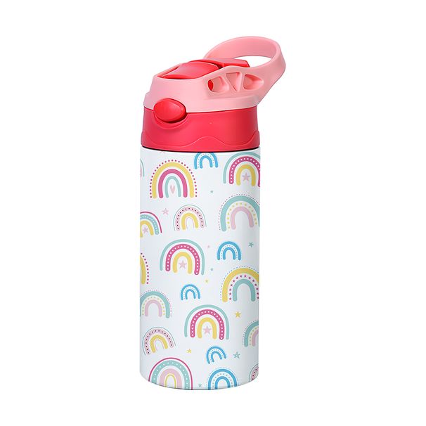 350ml Cartoon Pattern Vacuum Cup Kids Insulated Water Bottle Cute Animal Straw Thermos Mug Handheld Kettle For Outdoor_maomaolike.com