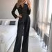Women's long skirt jumpsuit slanted placket mid-waist temperament commuting jumpsuit_maomaolike.com