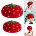 Hot Sale Strawberry Wool Hat Costume Accessories Cabbie Flat Newsboy Beret Cap_maomaolike.com