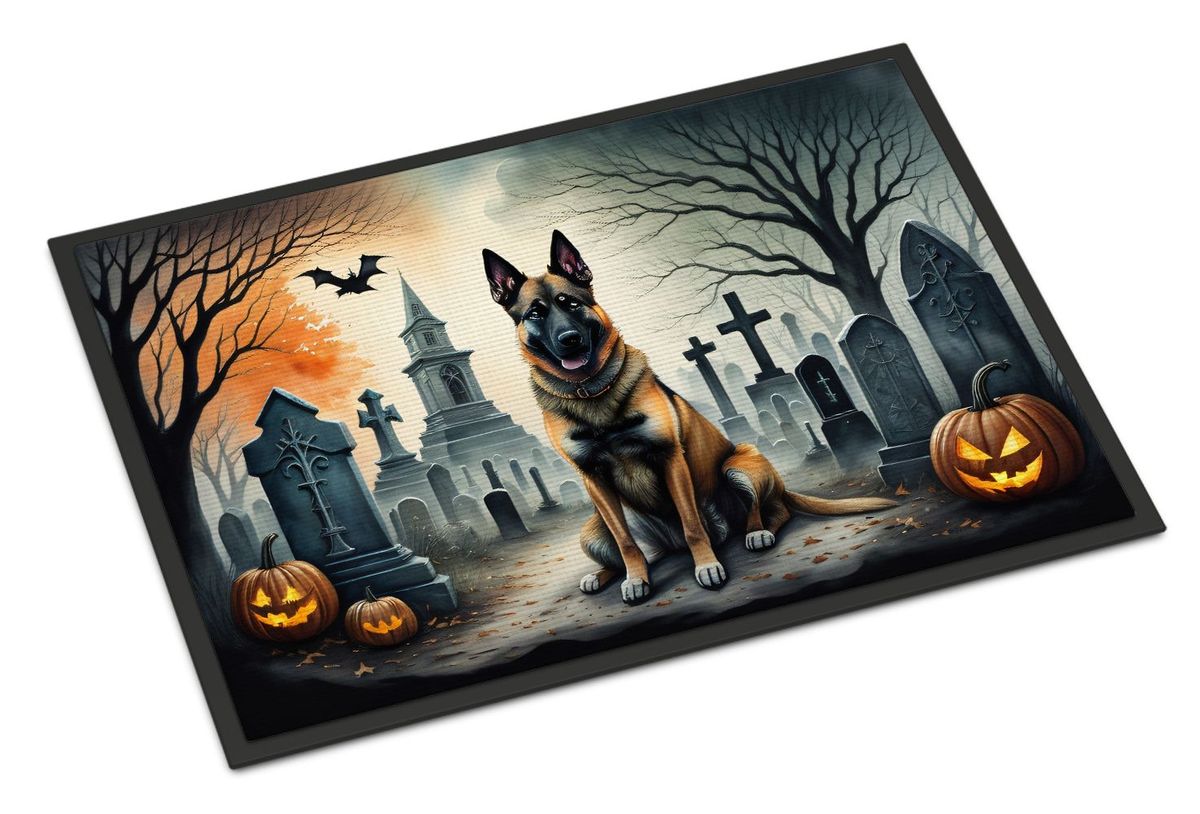 Belgian Malinois Spooky Halloween Doormat Front Door Mat Indoor Outdoor Rugs For Entryway, Non Slip Washable Low Pile, 24H X 36W_maomaolike.com