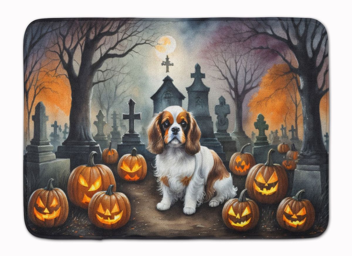 Cavalier Spaniel Spooky Halloween Memory Foam Kitchen Mat Machine Washable Anti-Fatigue Mat Cushion Comfort Bath Mat Or Kitchen Rug_maomaolike.com