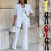Women's Elegant Streetwear Solid Color Polyester Blazer Suits_maomaolike.com