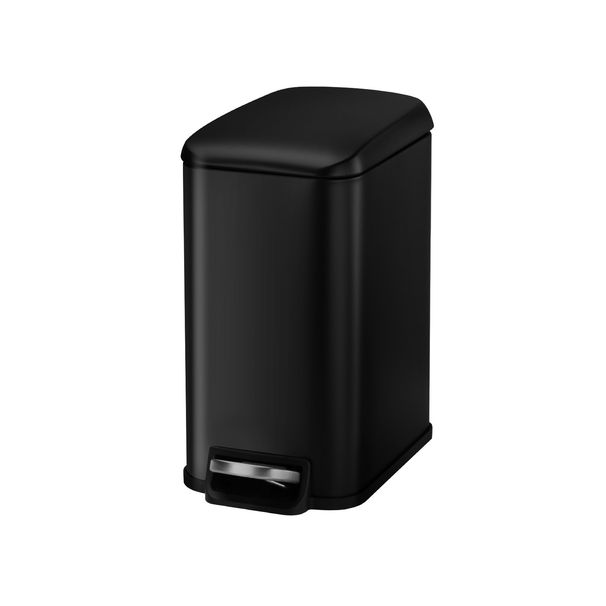 Slim Bathroom Trash Can, 11.4 X 5.71 X 10.7 Inch Small Bedroom Trashcan With Step Pedal & Soft Close Lid, 6L Steel Garbage Can With Detachable Inner Bin, For Kitchen, Home, Dorm, Office, Black_maomaolike.com