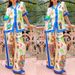 Women's Clothing graffiti print satin short-sleeved lapel shirt + trousers casual two-piece suit_maomaolike.com