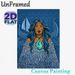 Polynesian Themed Painting Poster, Vibrant Ethnic Art Style Poster, Featuring Tattooed Female And Traditional Sailboat, Cultural Wall Decor Suitable_maomaolike.com