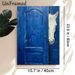 White Horse Peeking From Door Painting Poster, Textured Impasto Style Blue Door & White Horse Poster, Unique Artistic Wall Decor Suitable For Living_maomaolike.com