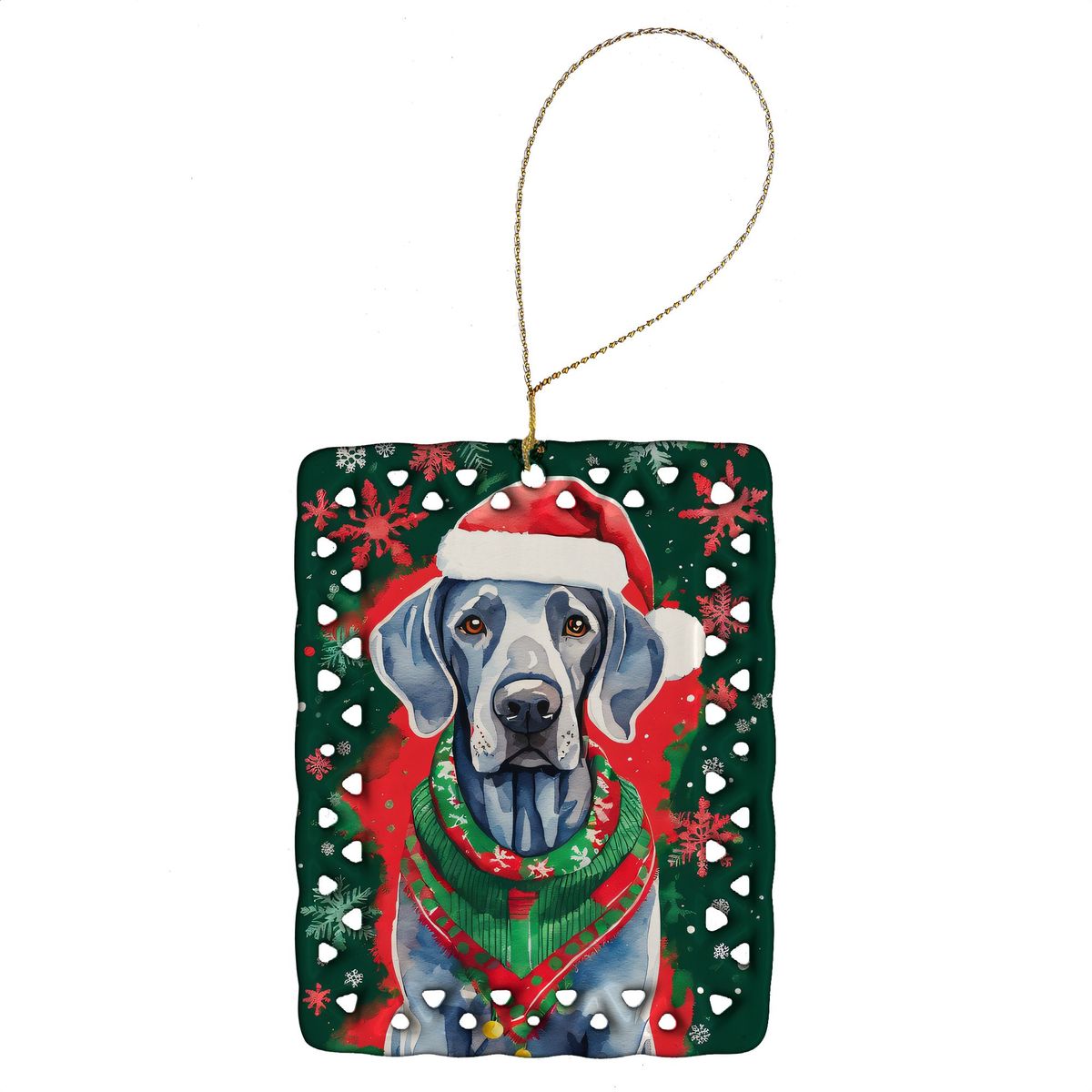 Weimaraner Christmas Porcelain Ornament Christmas Tree Hanging Decorations For Home Christmas Holiday, Rectangle, Gift, Multicolor_maomaolike.com