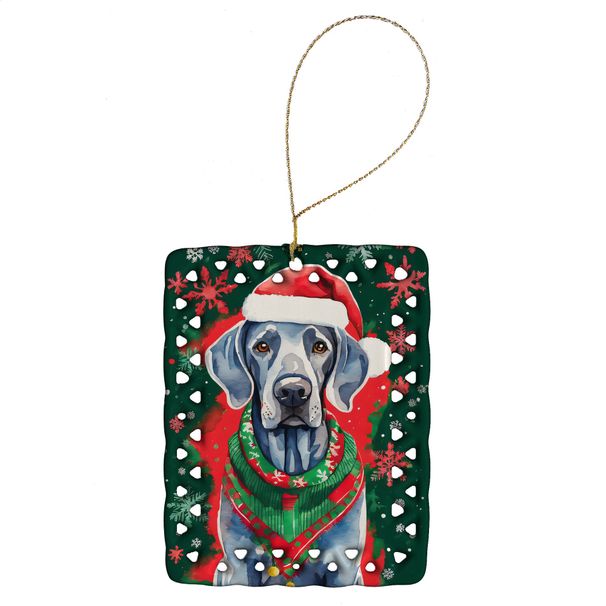Weimaraner Christmas Porcelain Ornament Christmas Tree Hanging Decorations For Home Christmas Holiday, Rectangle, Gift, Multicolor_maomaolike.com