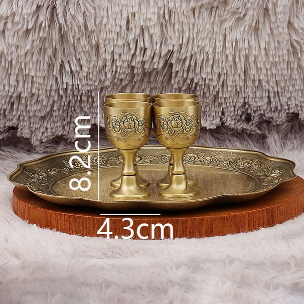 Light Luxury European Antique Style Six-Piece Rose Pot Cup Wine Set Home Wedding Housewarming Metal Gift_maomaolike.com