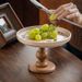 Handcrafted Wooden Pedestal Tray – Rustic Ceramic Fruit Display With Organic Texture, Multi-Level Dessert Stand For_maomaolike.com