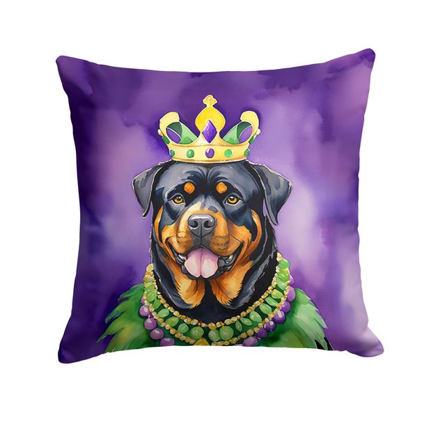 Rottweiler King Of Mardi Gras Throw Pillow Machine Washable, Indoor Outdoor Decorative Pillow For Couch, Bed Or Patio, 18Hx18W_maomaolike.com