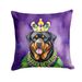 Rottweiler King Of Mardi Gras Throw Pillow Machine Washable, Indoor Outdoor Decorative Pillow For Couch, Bed Or Patio, 18Hx18W_maomaolike.com