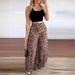 Women's Clothing Elegant print belted tank top leopard print high-waisted wide-leg pant suit_maomaolike.com