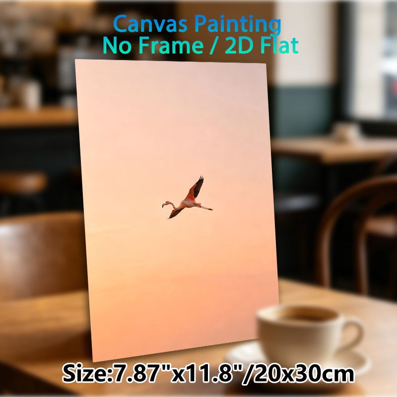 Flamingo Themed Painting Poster, Warm-toned Flying Flamingo Poster, Creates Serene Natural Atmosphere, Ideal For Living Room, Bedroom And Office Wall_maomaolike.com
