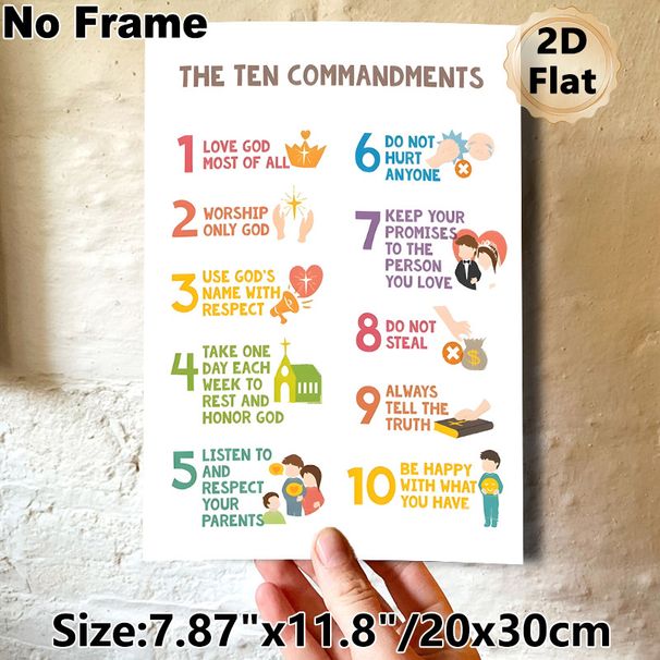 Ten Commandments Painting Poster, Colorful Cartoon-style Illustrated Poster, Offers Clear Moral Guidance, Suitable For Church And Home Wall Decor_maomaolike.com