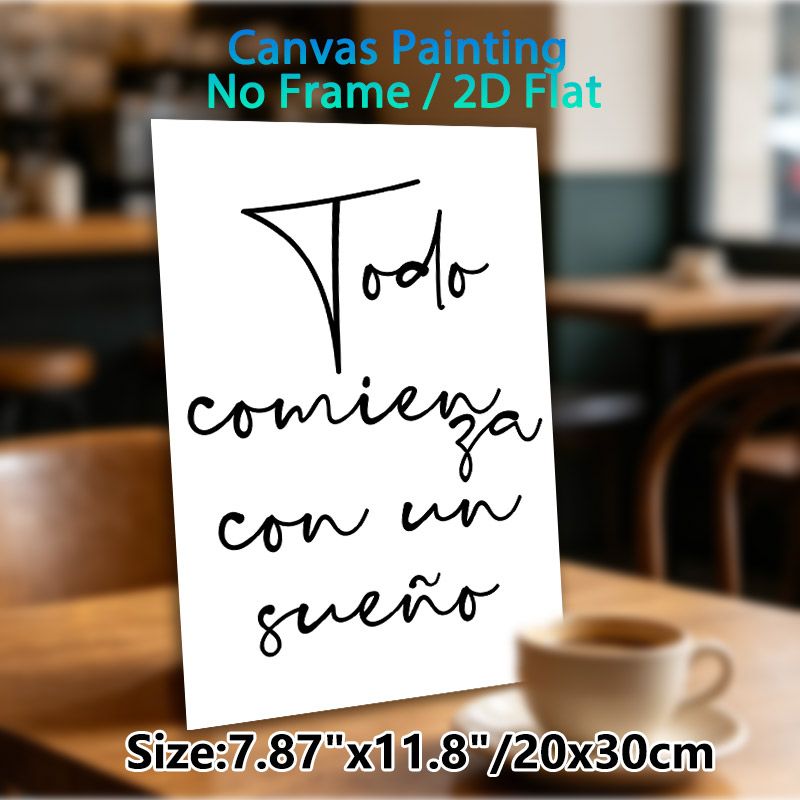 Inspirational Spanish Quote Painting Poster, Minimalist Handwritten Typography Poster, Motivational Message Decor Suitable For Home Office, Living_maomaolike.com