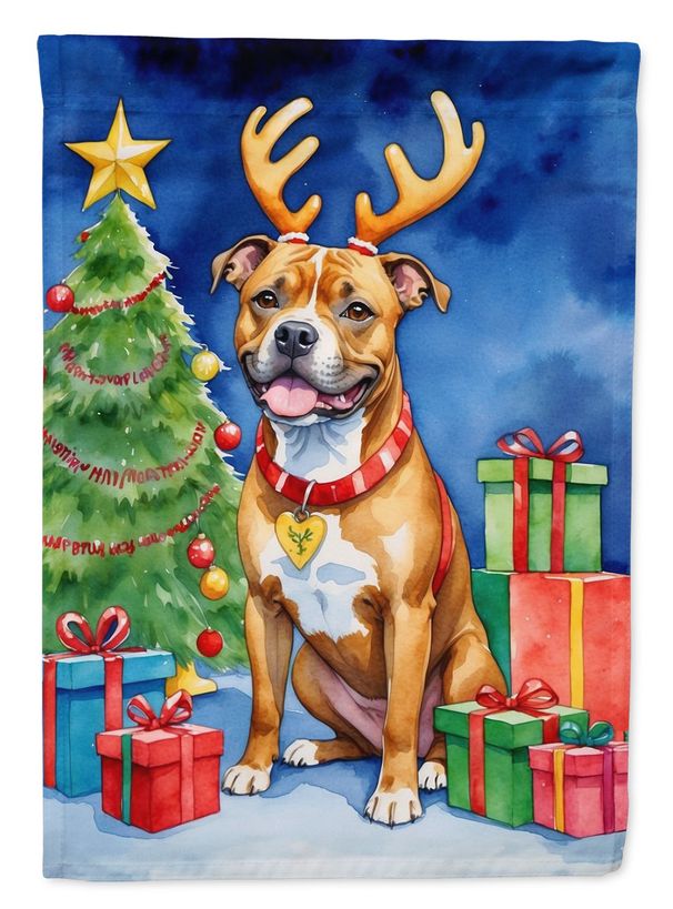 Staffordshire Bull Terrier Christmas Reindeer Garden Flag Mailbox Flag Decorative Yard Flag Banner Outside Patio Artwork Yard Flower Beds, Garden Size, Multicolor_maomaolike.com