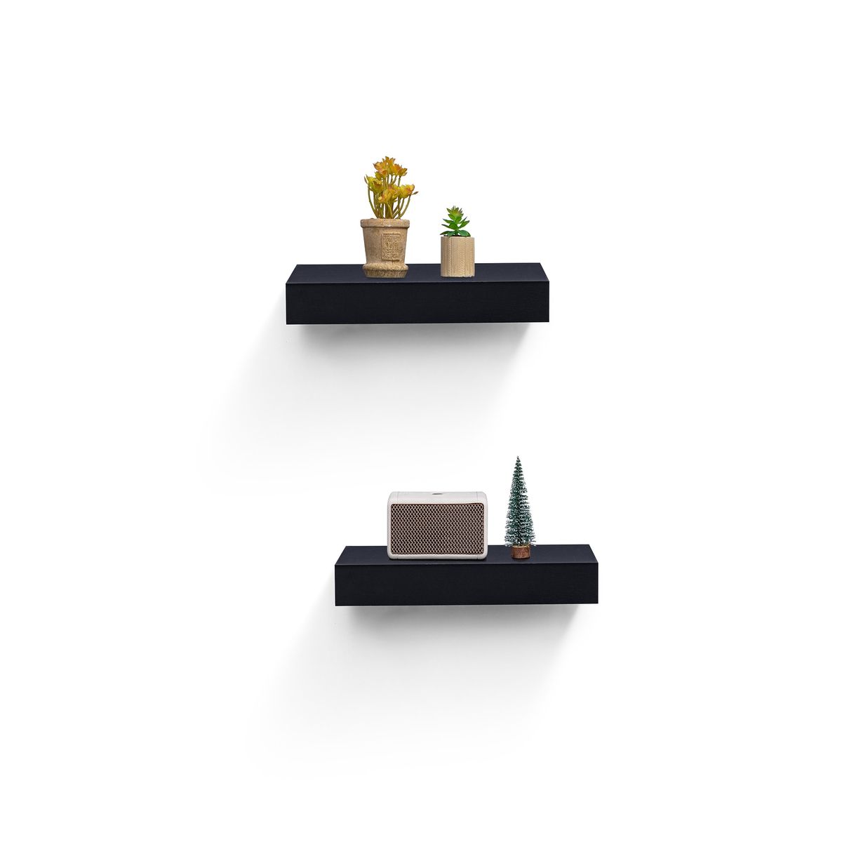 Floating Shelves 14.96" Wall Mounted Wood Shelves For Bathroom, Bedroom, Living Room, Kitchen, Hanging Shelf For Books/Storage/Decor With Invisible Brackets, Black_maomaolike.com