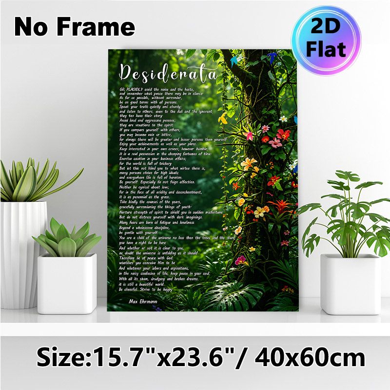 Desiderata Poem Painting Poster, Lush Tropical Floral Jungle Poster, Inspirational Reflective Verse For Calming Atmosphere, Ideal For Home, Office Or_maomaolike.com