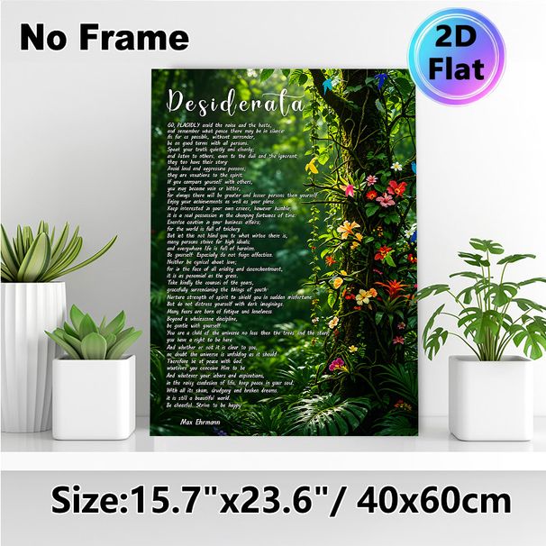 Desiderata Poem Painting Poster, Lush Tropical Floral Jungle Poster, Inspirational Reflective Verse For Calming Atmosphere, Ideal For Home, Office Or_maomaolike.com