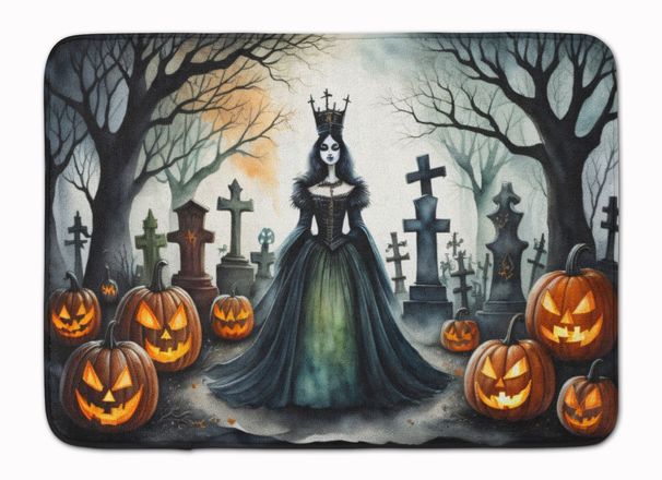 Evil Queen Spooky Halloween Memory Foam Kitchen Mat Machine Washable Anti-Fatigue Mat Cushion Comfort Bath Mat Or Kitchen Rug_maomaolike.com