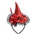 Unisex Halloween witch pointed hat sequined headband decorated Halloween dance performance witch hat bow lace hair._maomaolike.com