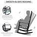 Wooden Outdoor Rocking Chair With Armrests, High Back For Garden, Patio, Balcony, Porch, Black_maomaolike.com