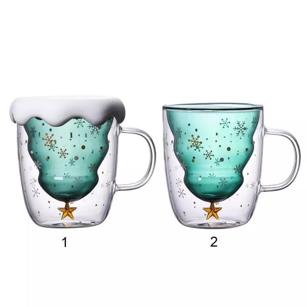 300ml Creative Double-Layer Glass Tree Star Explosion-proof Insulation Mug Christmas Gifts Design Water Cup_maomaolike.com
