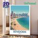 Benidorm Spain Coastal City Painting Poster, Vibrant Retro Travel Style Poster, Sunny Beach & High-rise Skyline Design, Brings Calm Coastal Atmosphere_maomaolike.com