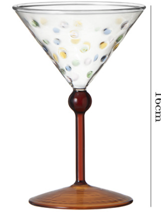 Creative Fresh Colorful Polka Dot Red Home Use Tall Cocktail Champagne Glass Vintage Sweet Wine Cup_maomaolike.com