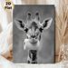 Funny Giraffe Painting Poster, Monochrome Whimsical Giraffe With Toilet Roll Poster, Playful Humorous Wall Decor Ideal For Bathroom, Living Room_maomaolike.com