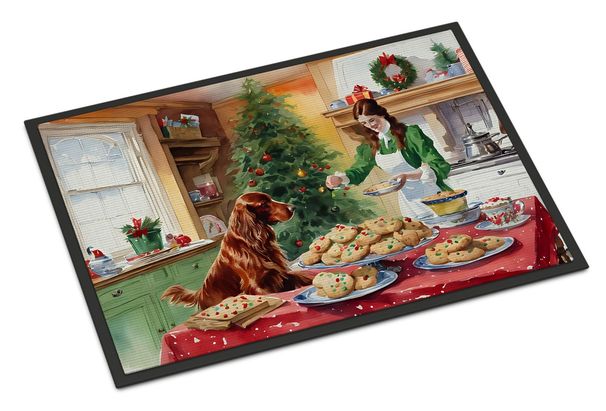 Irish Setter Christmas Cookies Doormat Front Door Mat Indoor Outdoor Rugs For Entryway, Non Slip Washable Low Pile, 24H X 36W_maomaolike.com