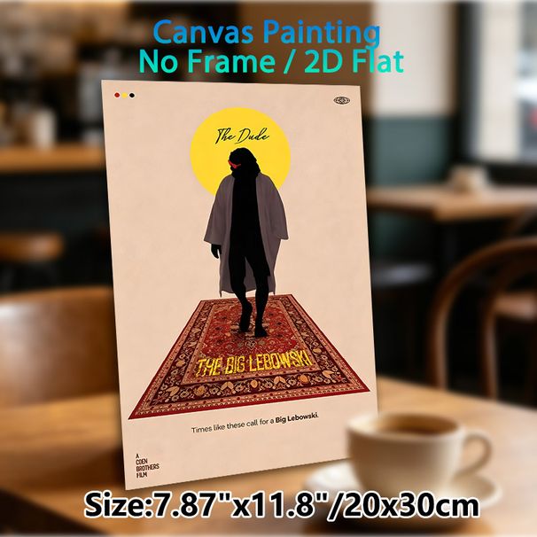 The Big Lebowski Painting Poster, Stylized Minimalist Silhouette & Ornate Rug Graphic Poster, Vintage Film-themed Wall Decor For Home Theater, Living_maomaolike.com