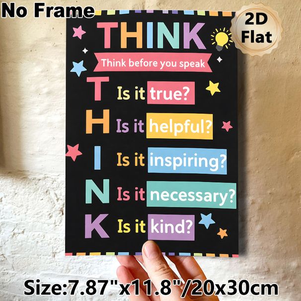 THINK Communication Guideline Painting Poster, Vibrant Typographic Motivational Poster, Encourages Thoughtful Communication, Ideal For Office, Study_maomaolike.com