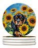 Cavalier Spaniel In Sunflowers Large Sandstone Coasters Pack Of 4 Absorbent Round Coasters Decor Gifts For Men Or Women, 4 In, Multicolor_maomaolike.com