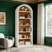 Tall Bookshelf, Wooden Arched Bookcase Display Shelving Unit_maomaolike.com