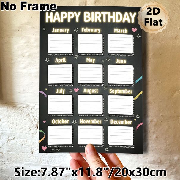 Birthday Tracker Painting Poster, Chalkboard-style Glowing Text Monthly Blank Grid Poster, Functional Decor To Record Monthly Birthdays Suitable For_maomaolike.com
