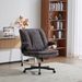 Criss Cross Legged Office Chair With Flip-Up Back Built-In Dynamic Airbag Lumbar Support, Wide Seat Desk Chair With Flip-Up Arms And Wheels, Modern Cross-Leg Chair For Home Office, Vanity, Gray_maomaolike.com