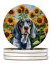 Bluetick Coonhound In Sunflowers Large Sandstone Coasters Pack Of 4 Absorbent Round Coasters Decor Gifts For Men Or Women, 4 In, Multicolor_maomaolike.com