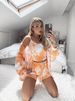 Women's Clothing camouflage irregular printed casual shorts three-piece suit _maomaolike.com