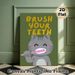 Cat Brushing Teeth Themed Painting Poster, Cute Cartoon Style Poster, Gentle Daily Dental Care Reminder, Ideal For Bathroom_maomaolike.com