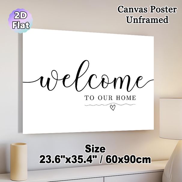 Welcome Home Themed Painting Poster, Minimalist Black & White Calligraphy Style Poster, Warm Welcoming Decor Ideal For Entryway, Living Room_maomaolike.com