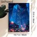 Roppongi Tokyo Night Cityscape Painting Poster, Vibrant Anime-style Glowing Skyscraper Night View Poster, Captivating Urban Night Scenery Ideal For_maomaolike.com
