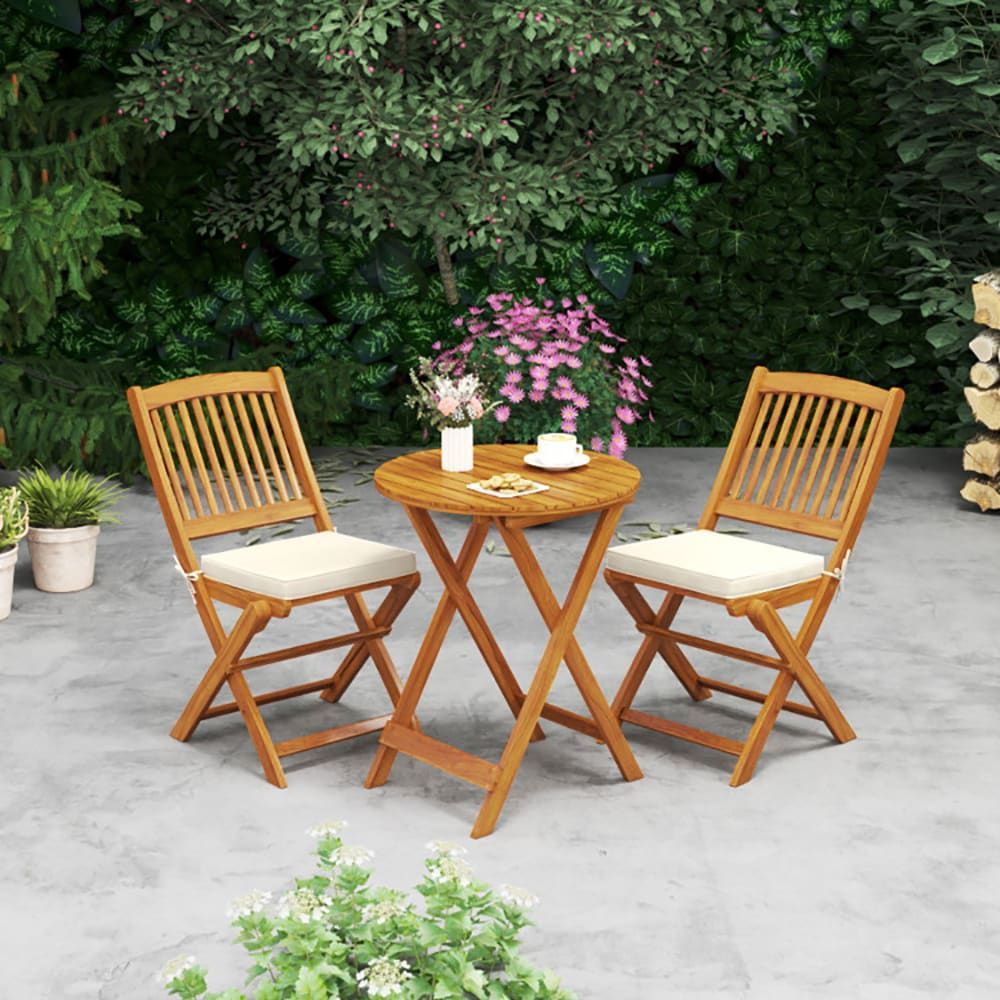 2 Pcs/set Solid Acacia Wood Frame Outdoor Quick-Folding Chairs With Seat Cushions_maomaolike.com
