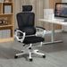 High Back Home Office Chair, Fabric Computer Desk Chair With Adjustable Headrest, Lumbar Support, Armrest, Foot Rest, Reclining Back, Black_maomaolike.com