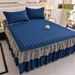 European Quilted Single Piece 2024 New Style Covering Ugly Hemline Bright Red Bed Skirt Dustproof Mattress Cover_maomaolike.com