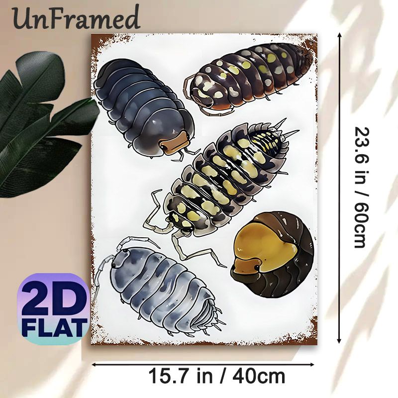 Pill Bug Themed Painting Poster, Vibrant Cartoon-style Assorted Pill Bug Pattern Poster, Unique Insect-inspired Decor Ideal For Home, Study And Living_maomaolike.com