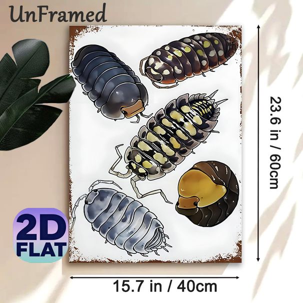 Pill Bug Themed Painting Poster, Vibrant Cartoon-style Assorted Pill Bug Pattern Poster, Unique Insect-inspired Decor Ideal For Home, Study And Living_maomaolike.com